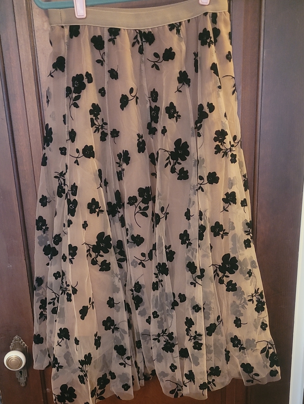 Chicwish Nude and Black Floral Sheer Skirt